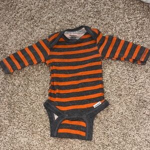 Gerber Orange and Gray Striped Long-Sleeve Bodysuit